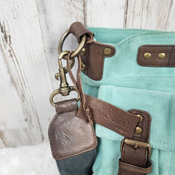 Mo & Co Joan Spearmint Suede Crossbody Bag Purse - Picture 11 of 11